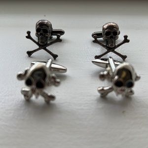 Double Set of Skull and Crossbones Cufflinks EUC